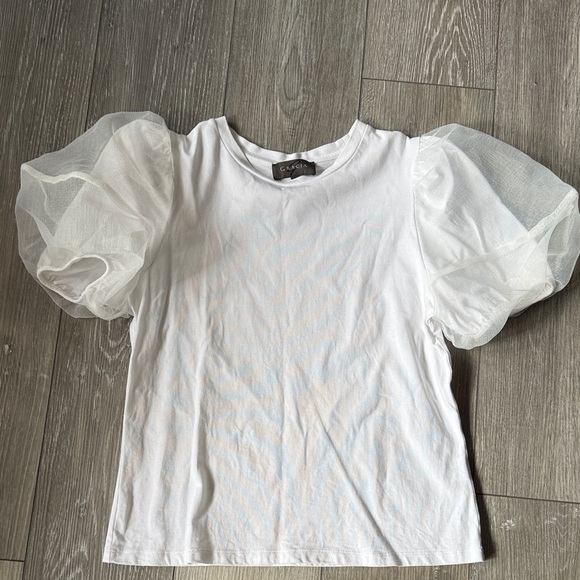 Gracia White Tulle Puff Sleeve Top - Picture 1 of 7
